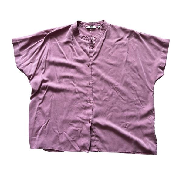 Uniqlo Women’s Camp Button Up Shirt Size Medium Mauve Short Sleeve - Picture 1 of 7